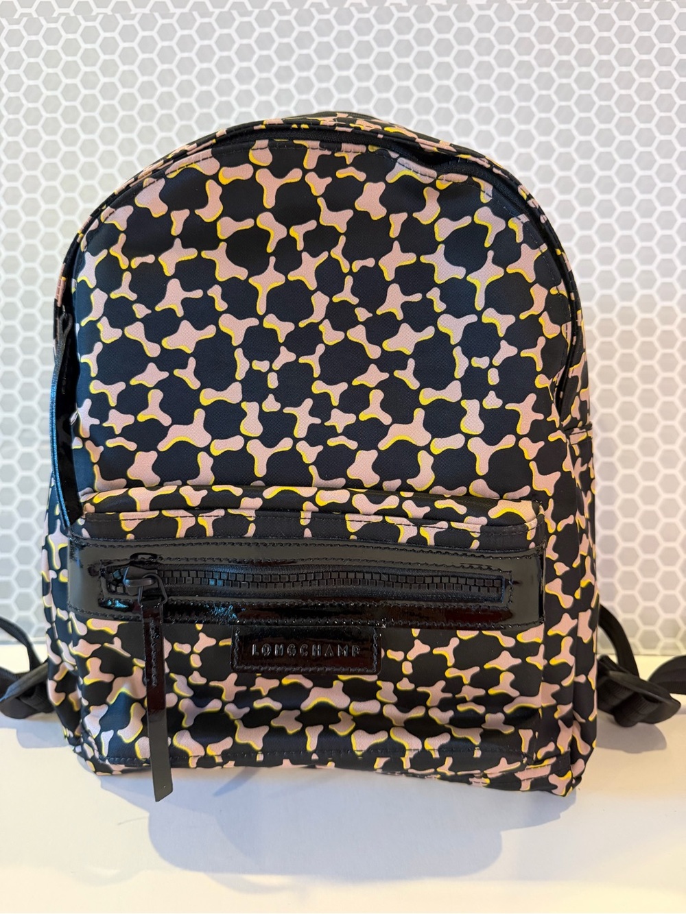 Longchamp Black Backpack Abstract Print